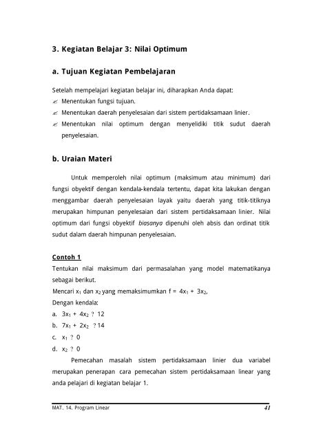 Program Linear - e-Learning Sekolah Menengah Kejuruan