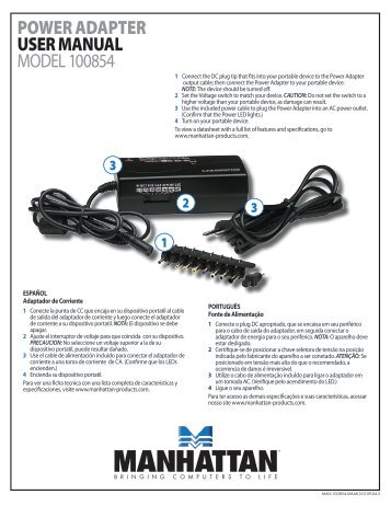 Power AdAPter USer MANUAL Model 100854 - Manhattan