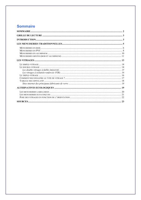 Guide de choix cd2e Ecomateriaux Menuiseries