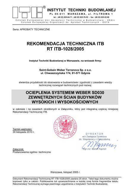 Seria: APROBATY TECHNICZNE - Weber