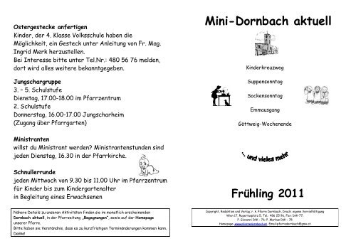 Mini-Dornbach aktuell - Pfarre Dornbach