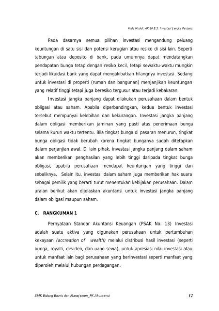 Investasi Jangka Panjang - e-Learning Sekolah Menengah Kejuruan