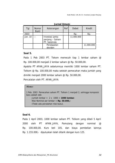 Investasi Jangka Panjang - e-Learning Sekolah Menengah Kejuruan