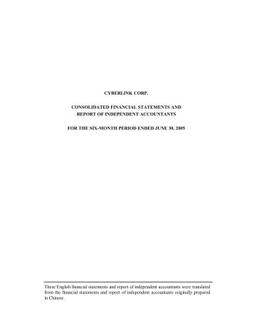 CYBERLINK CORP. CONSOLIDATED FINANCIAL STATEMENTS ...