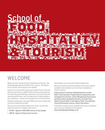 Food, Hospitality and Tourism - City of Glasgow College