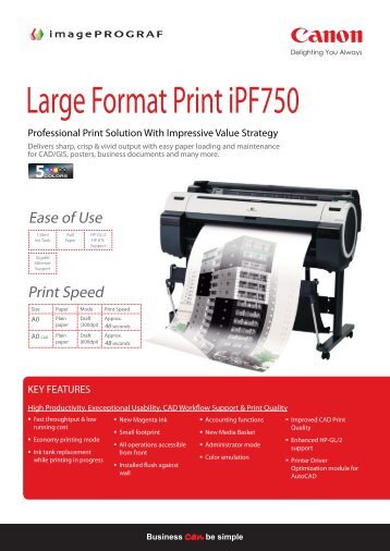 iPF750 2pp Data Sheet - Canon in South and Southeast Asia