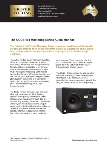 Grover Notting CODE 101 Brochure - ATT Audio Controls
