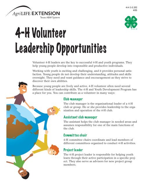 4-H Volunteer Leadership Opportunities - Texas 4-H and Youth ...