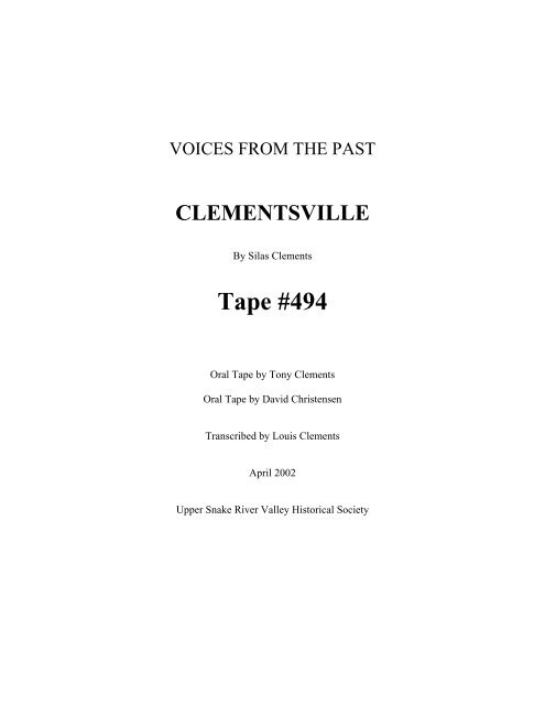 Clements, Silas - BYU Idaho Special Collections and Family History