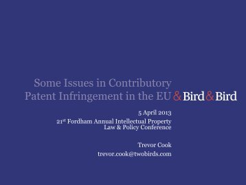 Some Issues in Contributory Patent Infringement in the EU