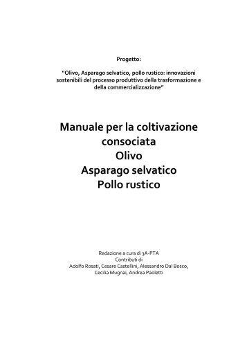 Manuale per la coltivazione consociata Olivo Asparago ... - Cra