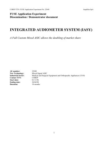INTEGRATED AUDIOMETER SYSTEM (IASY) - FUSE