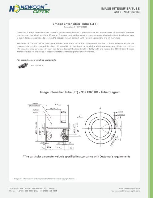 IMAGE INTENSIFIER TUBE Image Intensifier Tube  - Newcon Optik