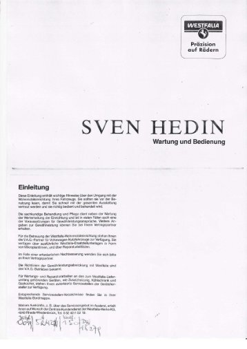 Manuale Westfalia Sven Hedin 1986 in tedesco - Club del Maggiolino