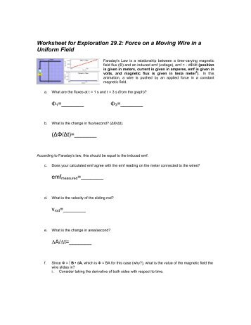 Worksheet for Exploration 29.2 - comPADRE