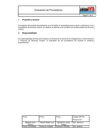GAF-04 Evaluacion de Proveedores Rev04.pdf - FundaciÃ³n ...