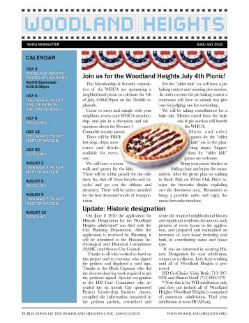 WHCA Newsletter June July - Woodland Heights