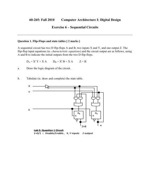 60-265: Fall 2010 Computer Architecture I: Digital Design Exercise 6 ...