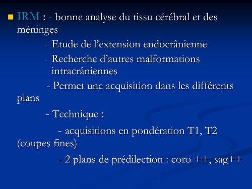 Kystes et fistules de la rÃ©gion fronto-nasale mÃ©diane