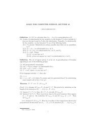 LOGIC FOR COMPUTER SCIENCE, LECTURE 18 Definition. (1) If F ...