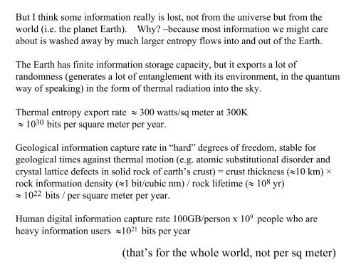 Quantum Information, the Ambiguity of the Past, and the Birth ... - PiTP