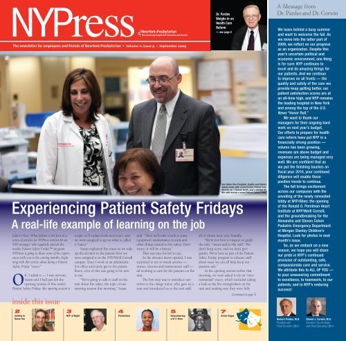 Experiencing Patient Safety Fridays - New York Presbyterian Hospital