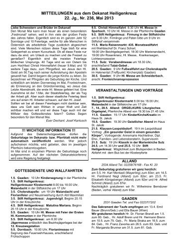 Dekanatsblatt Mai 2013 - Pfarre Sulz im Wienerwald