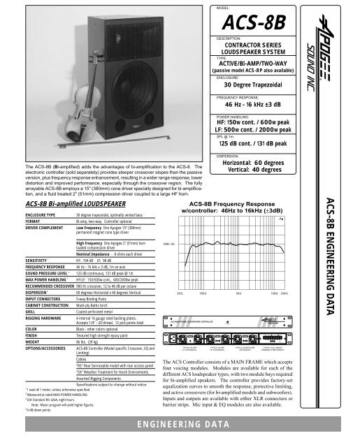 Apogee ACS-8B Contactor Series Spec Sheet - Apogee Sound