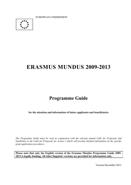 ERASMUS Mundus Program Guide - EACEA - Europa