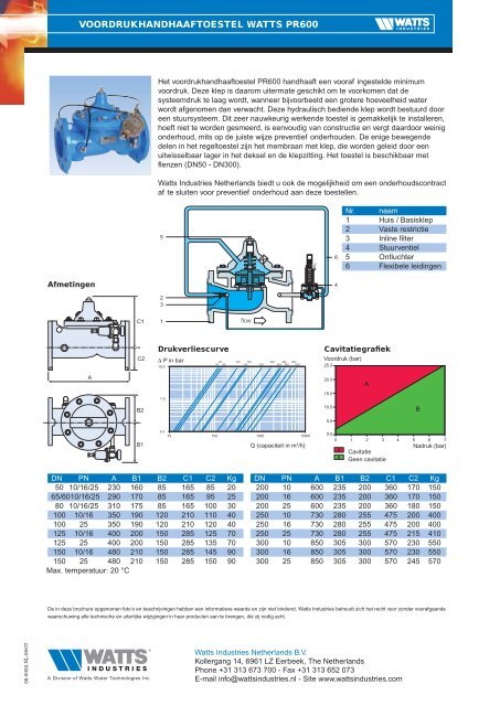 toestel Watts PR600 - Watts Industries Netherlands B.V.