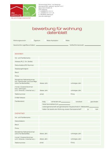 Bewerbung um eine Wohnung - Die Salzburg