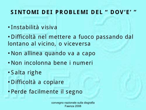 6. I problemi visuo-percettivi nella disgrafia - Per gli altri