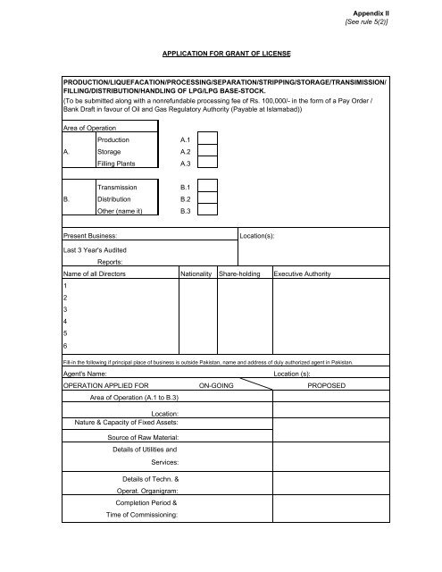 Application Form for LPG Storage & Filling Licence - Oil & Gas ...