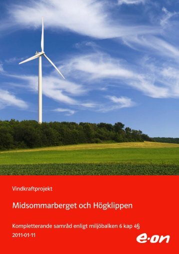 2 beskrivning av vindkraftprojekt midsommarberget och ... - E-on