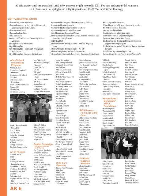 2011 annual program report High Hopes - YWCA