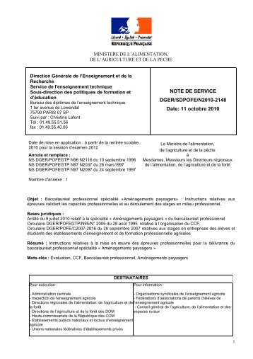 NOTE DE SERVICE DGER/SDPOFE/N2010-2148 Date ... - ChloroFil