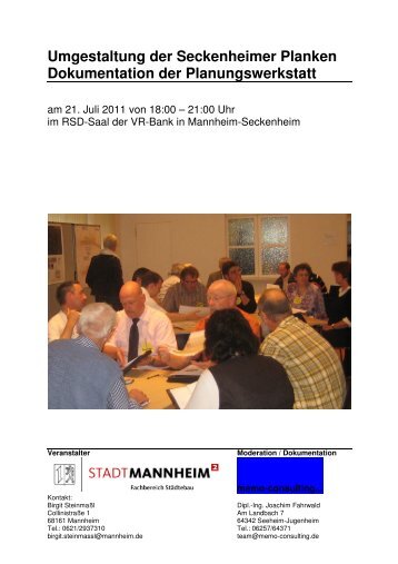 Umgestaltung der Seckenheimer Planken ... - Stadt Mannheim