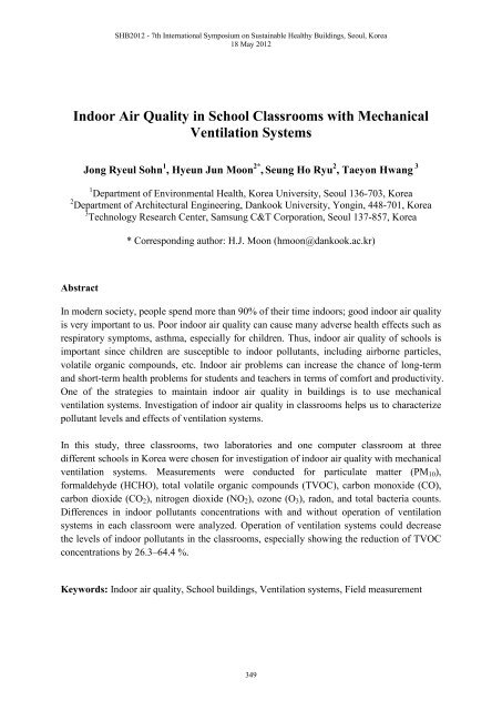 Indoor Air Quality in School Classrooms with Mechanical Ventilation ...