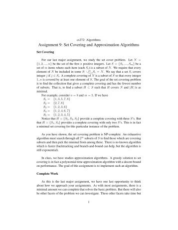 Set Covering and Approximation Algorithms - Personal Pages ...