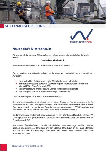 Nautische/r Mitarbeiter/in - Niedersachsen Ports