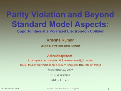 Parity Violation and BSM Aspects