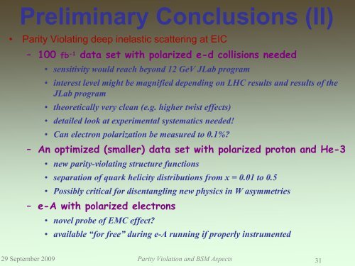 Parity Violation and BSM Aspects