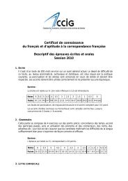 Certificat de connaissance du français et d'aptitude à la ... - CCIG