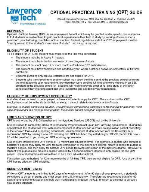 Guide to OPT