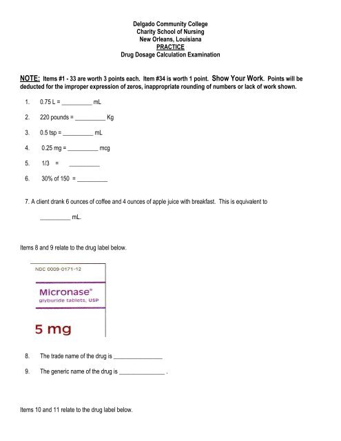 Dosage Calculation Practice