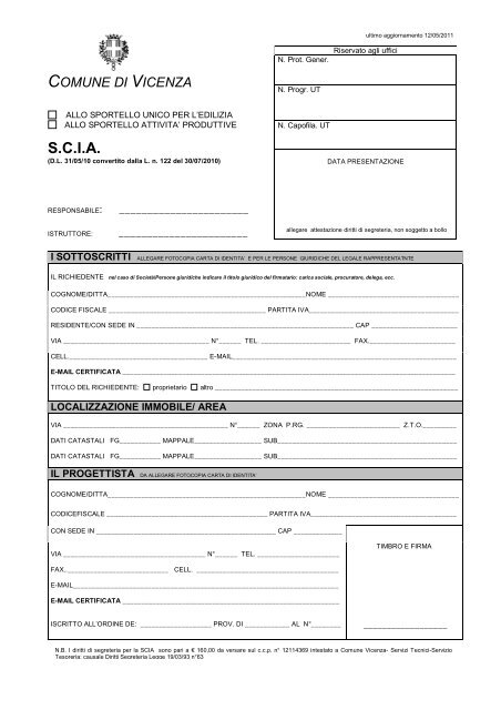 S.C.I.A. in formato Documento PDF - Comune di Vicenza