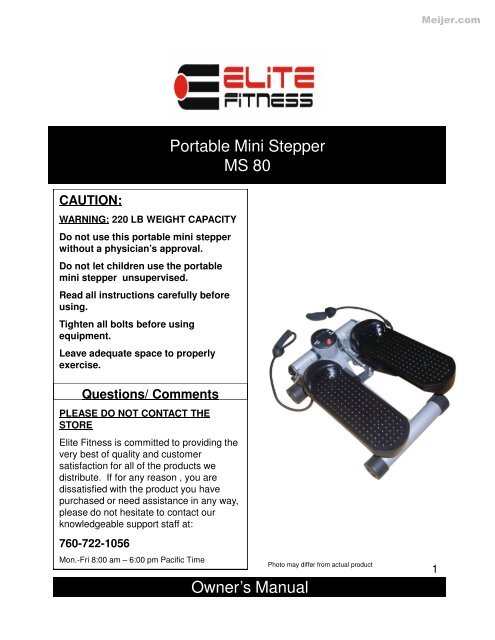 Portable Mini Stepper MS 80 Owner's Manual - Meijer