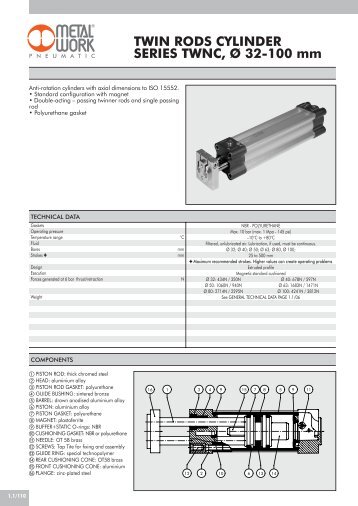 TWIN RODS CYLINDER SERIES TWNC, Ã 32-100 mm - Metal Work