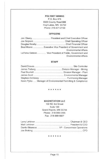 Annual Report of the Inspector of Mines - Minnesota State Legislature