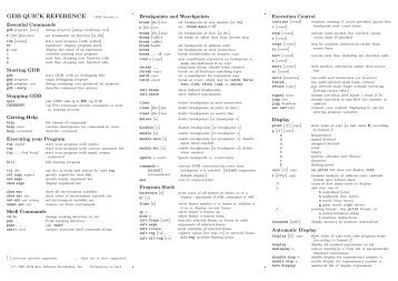 GNU Debugger Quick Reference - The ZAP Group